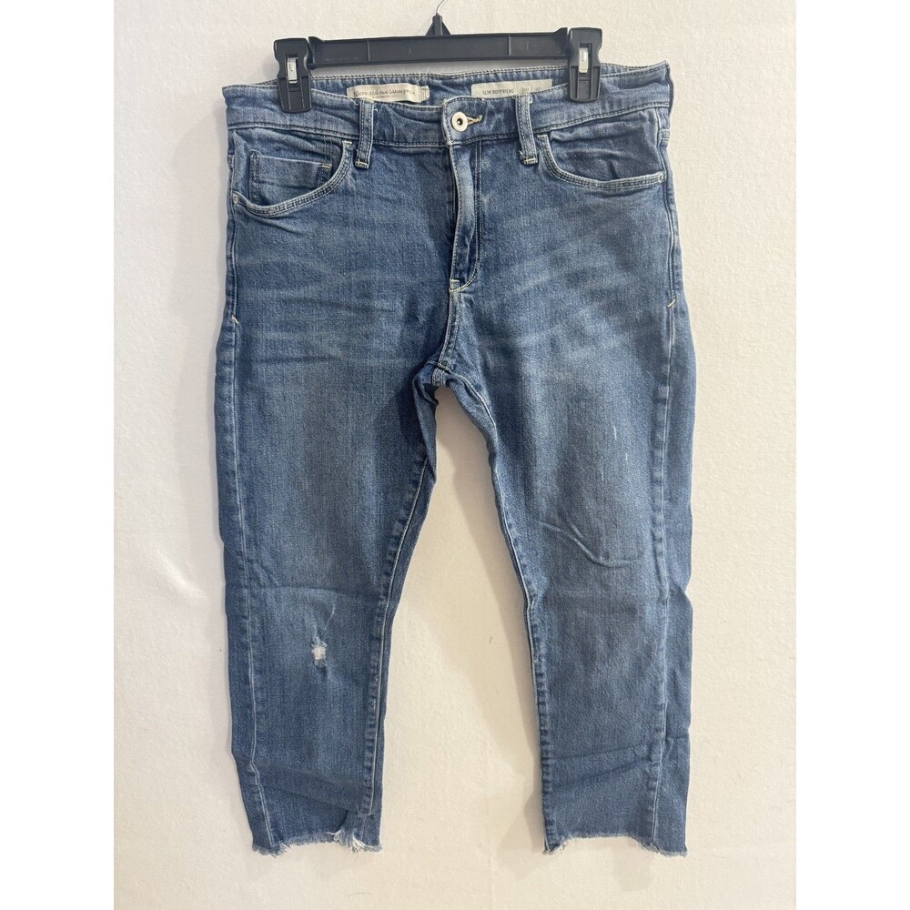 Pilcro and The Letterpress Mid Rise Cropped Distressed Jeans Slim Boyfriend 30